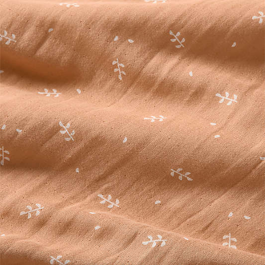 Supersoft Terracotta Leaf Print Organic Cotton Gauze Kids Full/Queen Duvet Cover