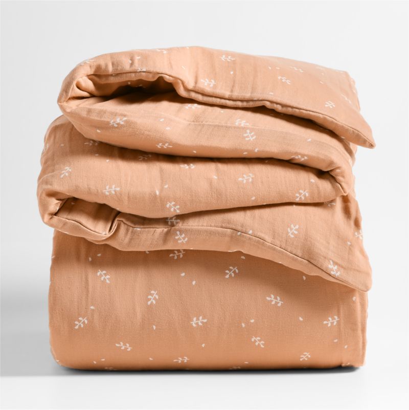 Supersoft Terracotta Leaf Print Organic Cotton Gauze Kids Full/Queen Duvet Cover - image 2 of 6