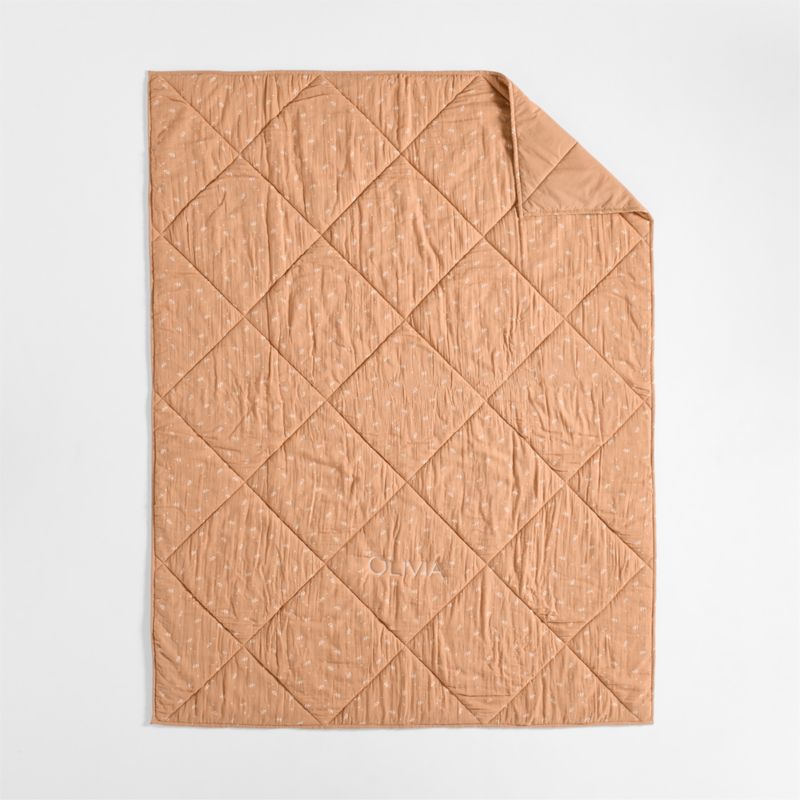 Supersoft Terracotta Leaf Print Cotton Gauze Kids Full/Queen Quilt - image 3 of 7