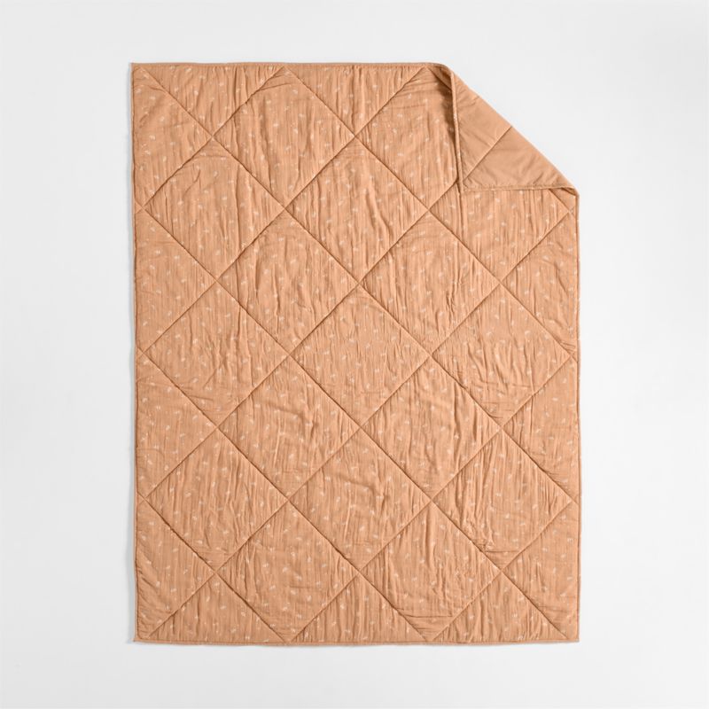 Supersoft Terracotta Leaf Print Cotton Gauze Kids Full/Queen Quilt - image 4 of 7