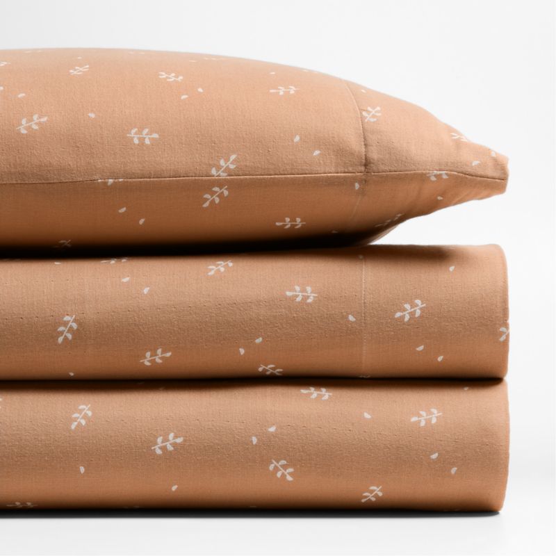 Supersoft Terracotta Leaf Print Organic Cotton Gauze Kids Queen Sheet Set - image 3 of 6