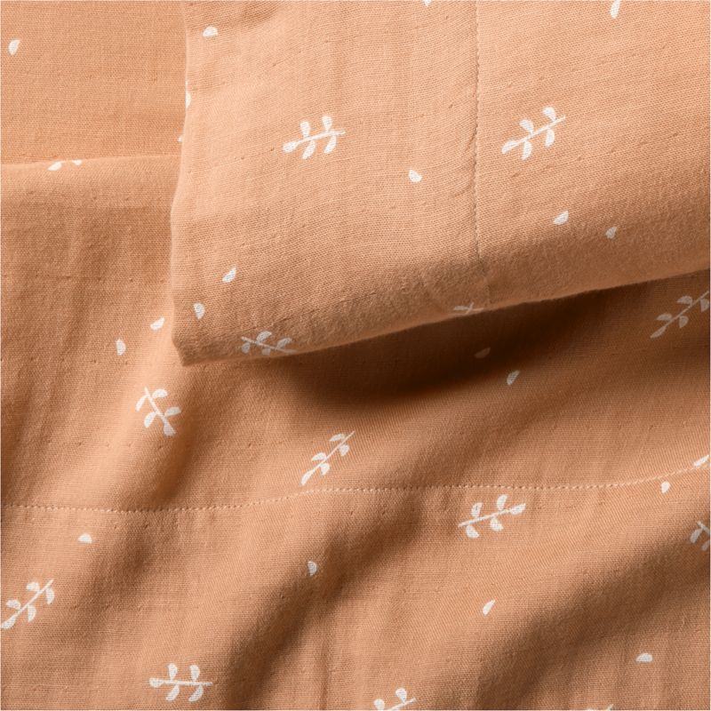 Supersoft Terracotta Leaf Print Organic Cotton Gauze Kids Queen Sheet Set - image 2 of 6