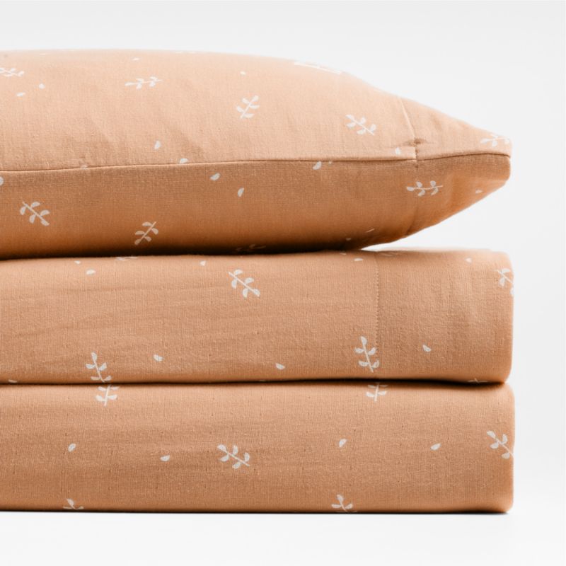 Supersoft Terracotta Leaf Print Organic Cotton Gauze Toddler Sheet Set - image 4 of 6