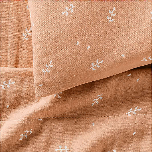 Supersoft Terracotta Leaf Print 100% Organic Cotton Gauze Toddler Sheet Set
