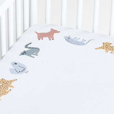 View Surprise Friends Animal Border Baby Crib Fitted Sheet details