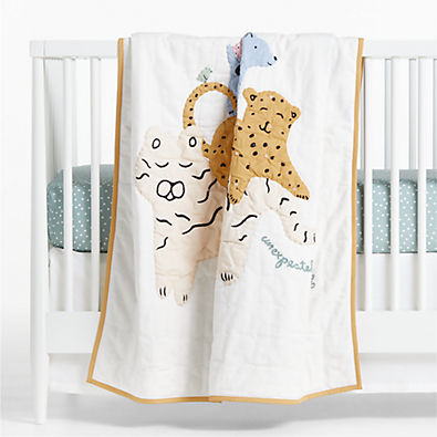 View Surprise Friends Animal Organic Cotton Baby Crib Quilt details