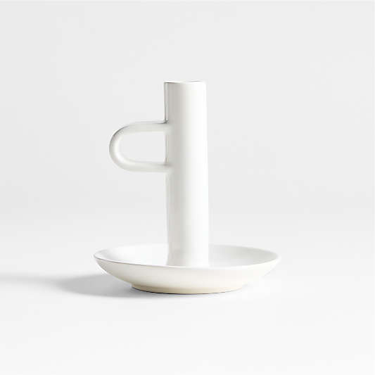 Sutton White Ceramic Taper Candle Holder