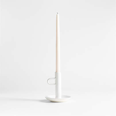 Sutton White Ceramic Taper Candle Holder