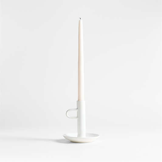 Sutton White Ceramic Taper Candle Holder