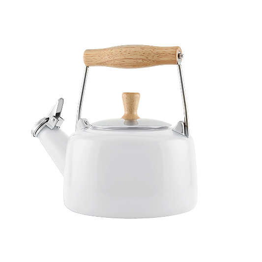 Chantal ® Sven White Tea Kettle with Wood Handle and Knob