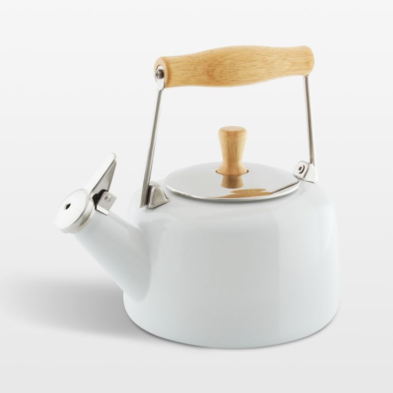 Chantal ® Sven White Tea Kettle with Wood Handle and Knob