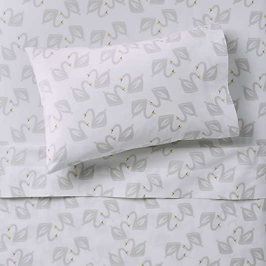 Organic Swan Toddler Sheet Set