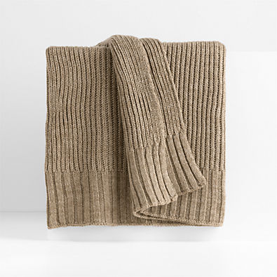 View Sweater Knit 70"x55" Chestnut Beige Throw Blanket details