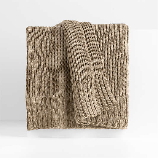 Sweater Knit 70"x55" Chestnut Beige Throw Blanket