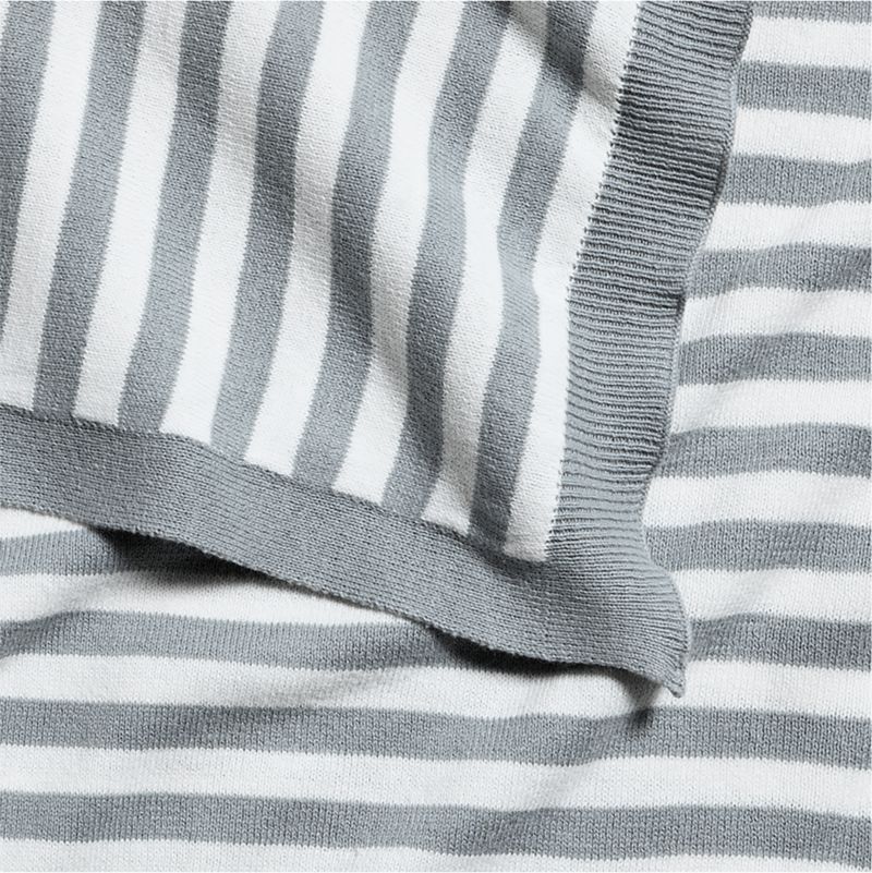 Sweater Stripe Blue Organic Cotton Knit Baby Stroller Blanket - image 4 of 6