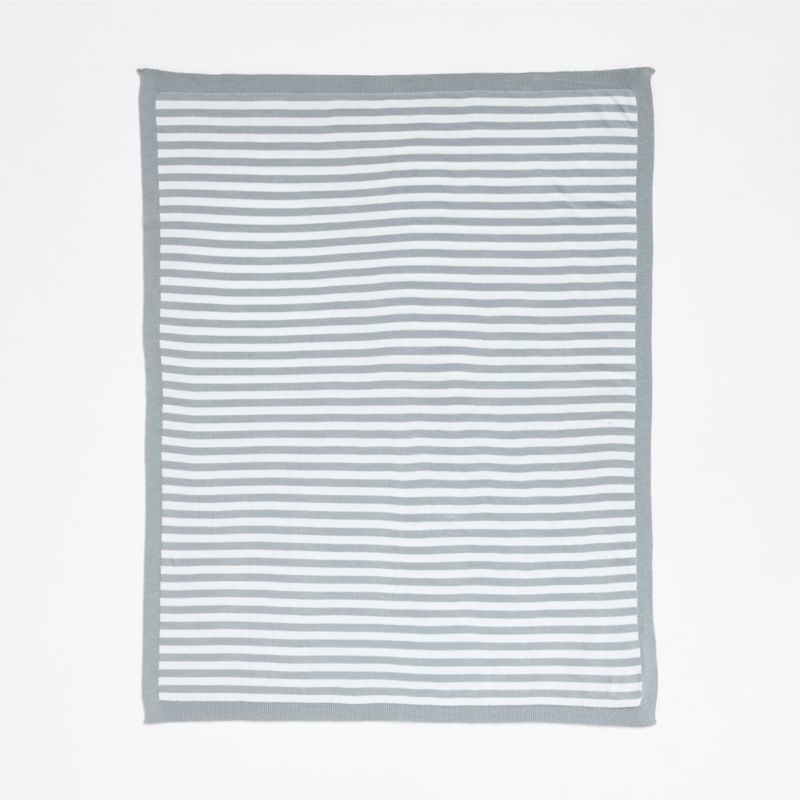 Sweater Stripe Blue Organic Cotton Knit Baby Stroller Blanket - image 1 of 6