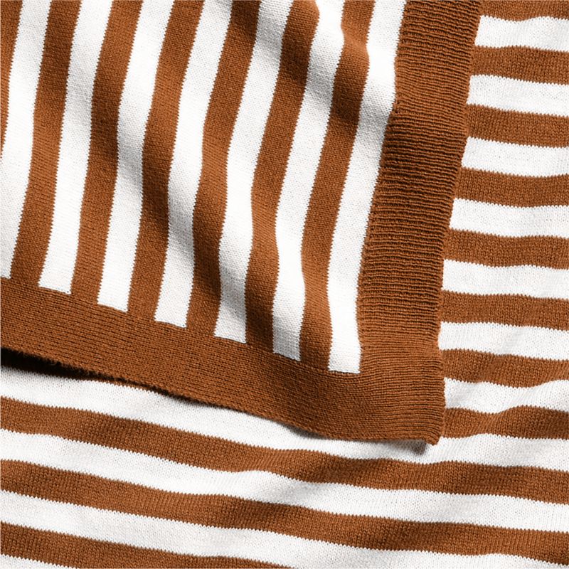 Sweater Stripe Brown Organic Cotton Knit Baby Stroller Blanket - image 4 of 6