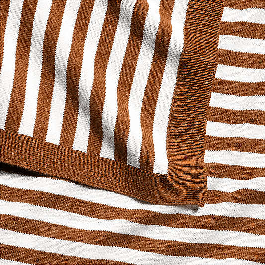 Sweater Stripe Brown Organic Cotton Knit Baby Stroller Blanket