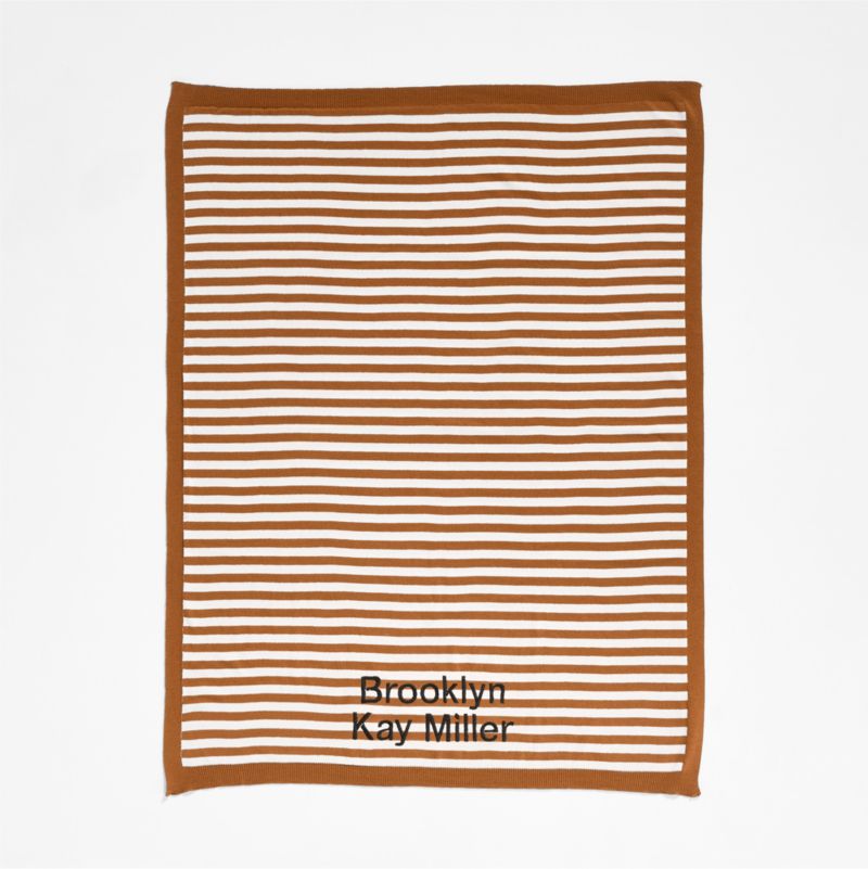 Sweater Stripe Brown Organic Cotton Knit Baby Stroller Blanket - image 2 of 6