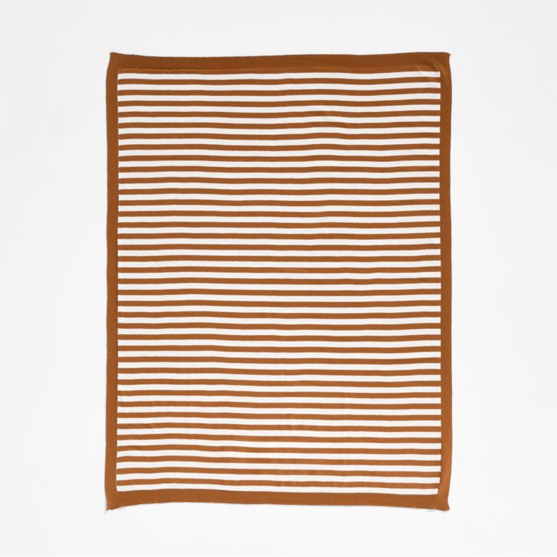 Sweater Stripe Brown Organic Cotton Knit Baby Stroller Blanket - image 1 of 6