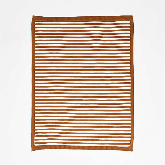 Sweater Stripe Brown Organic Cotton Knit Baby Stroller Blanket