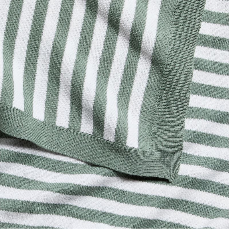 Sweater Stripe Green Organic Cotton Knit Baby Stroller Blanket - image 4 of 6