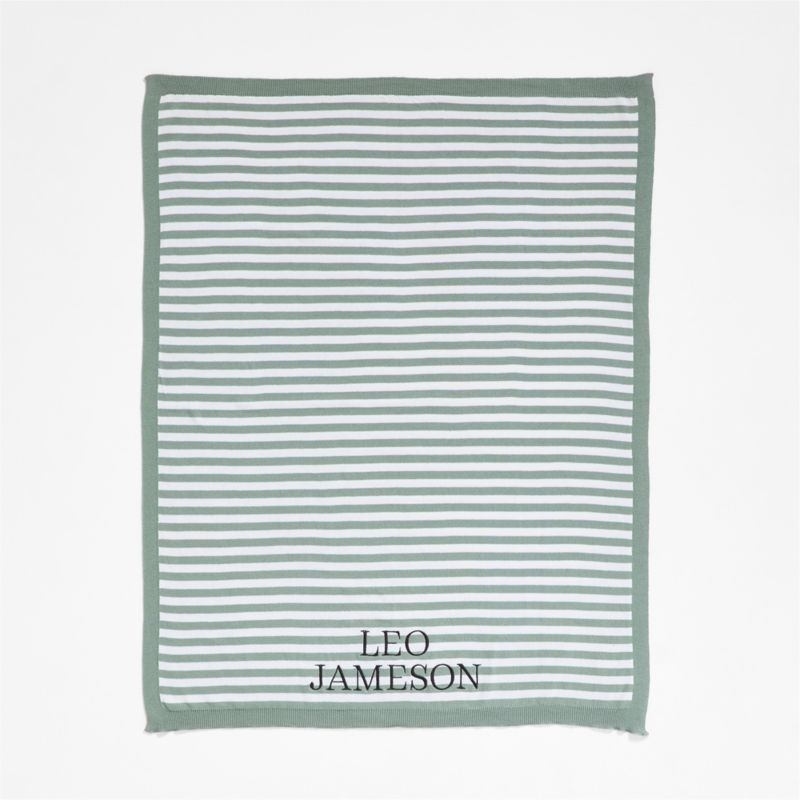 Sweater Stripe Green Organic Cotton Knit Baby Stroller Blanket - image 2 of 6