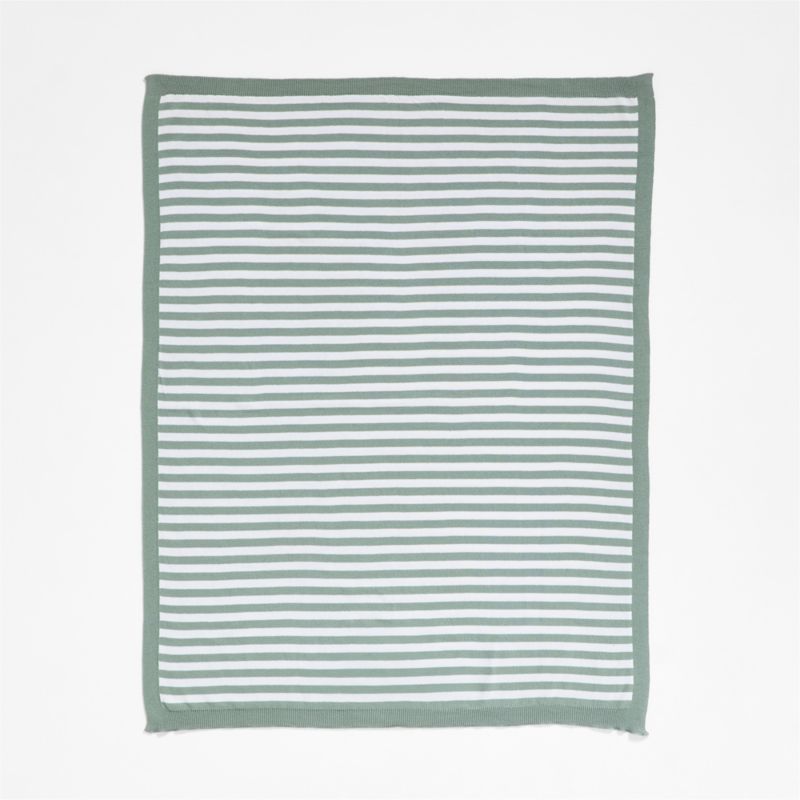 Sweater Stripe Green Organic Cotton Knit Baby Stroller Blanket - image 1 of 6