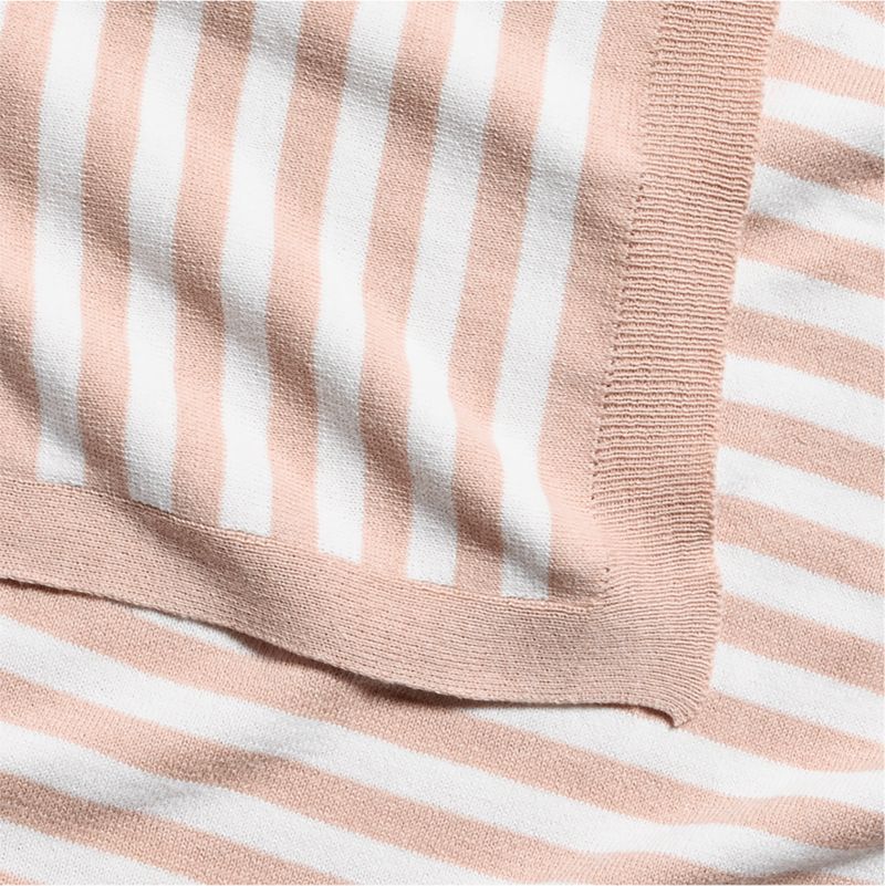 Sweater Stripe Pink Organic Cotton Knit Baby Stroller Blanket - image 4 of 6