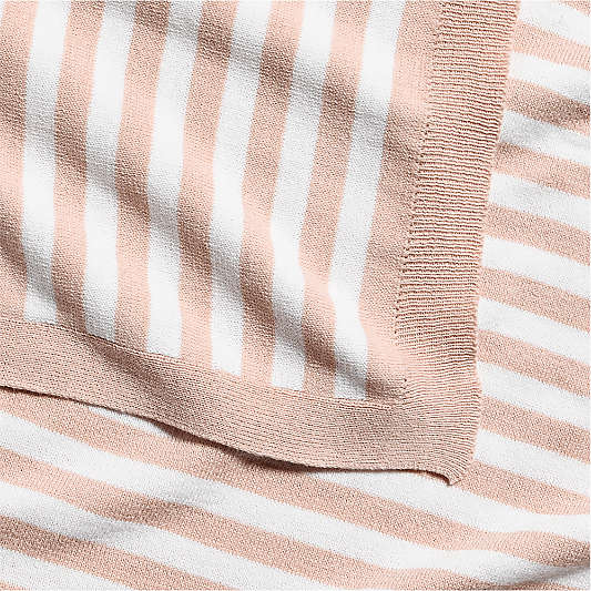 Sweater Stripe Pink Organic Cotton Knit Baby Stroller Blanket