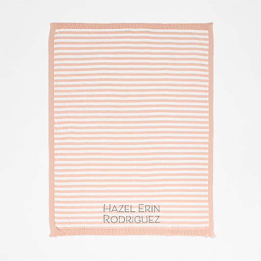 Sweater Stripe Pink Organic Cotton Knit Baby Stroller Blanket