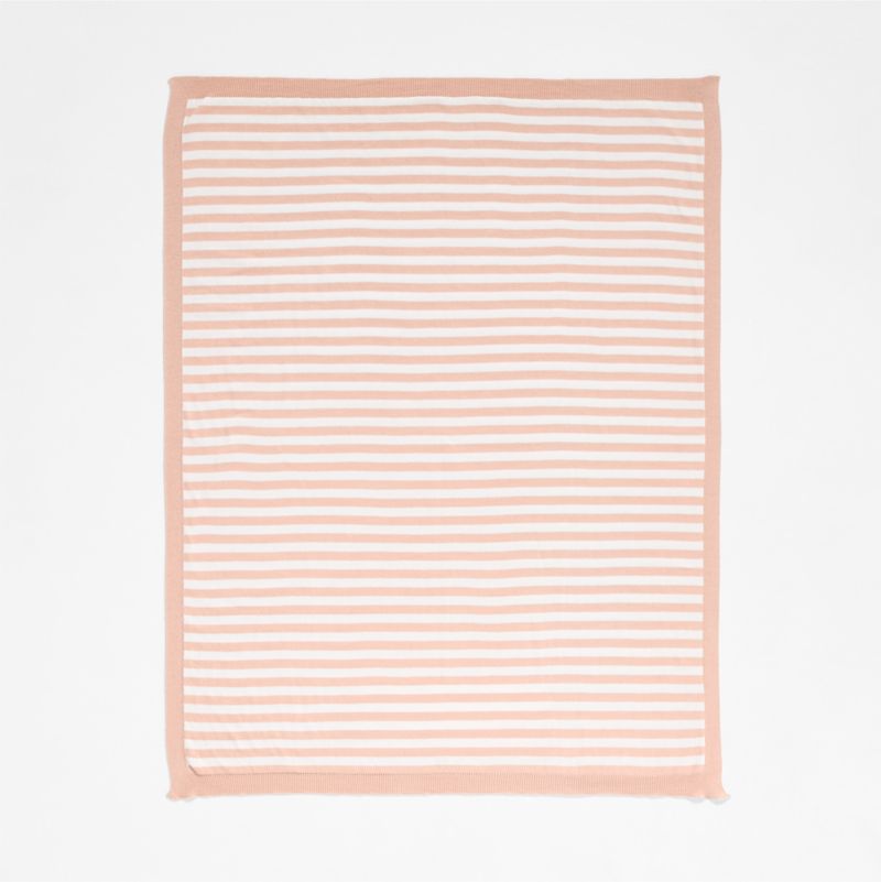 Sweater Stripe Pink Organic Cotton Knit Baby Stroller Blanket - image 1 of 6