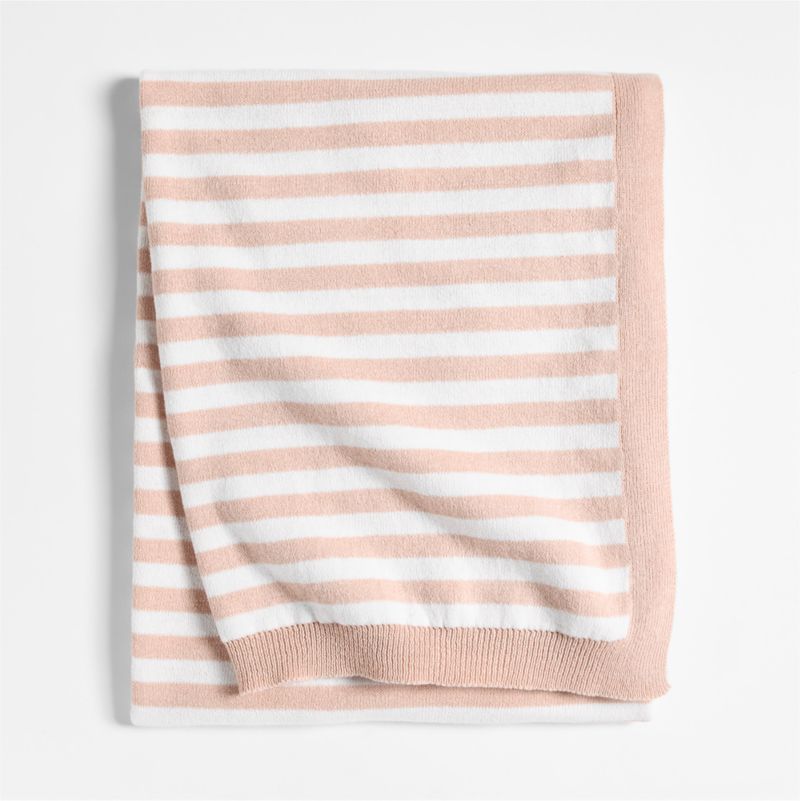 Sweater Stripe Pink Organic Cotton Knit Baby Stroller Blanket - image 0 of 6