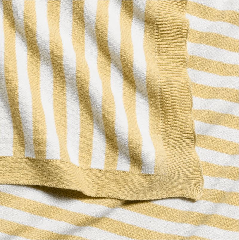 Sweater Stripe Straw Yellow Organic Cotton Knit Baby Stroller Blanket - image 4 of 6