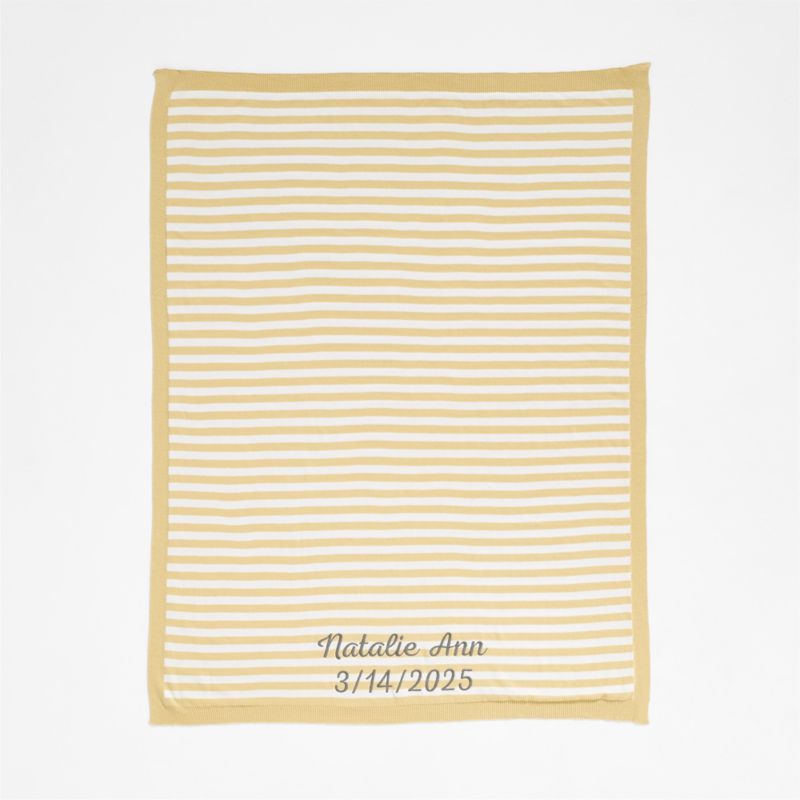 Sweater Stripe Straw Yellow Organic Cotton Knit Baby Stroller Blanket - image 2 of 6