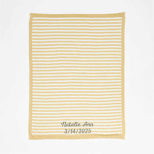 Sweater Stripe Straw Yellow Organic Cotton Knit Baby Stroller Blanket