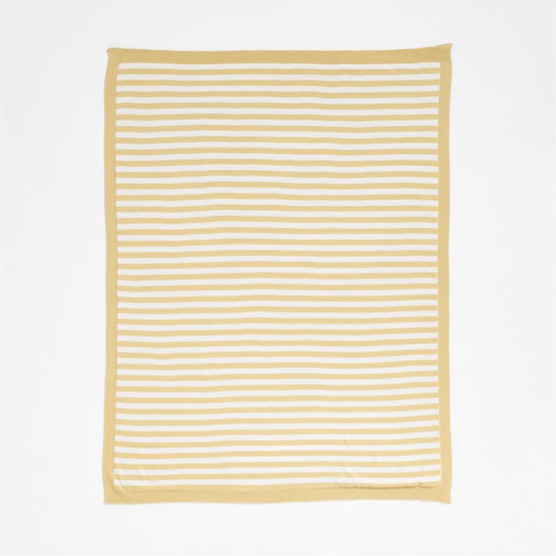 Sweater Stripe Straw Yellow Organic Cotton Knit Baby Stroller Blanket - image 1 of 6