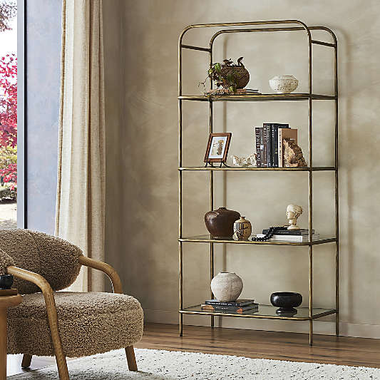 Swinton Brass and Glass 90" Bookshelf
