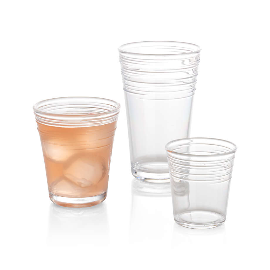 Plastic Cups - Clear Silver Swirl Round Tumblers