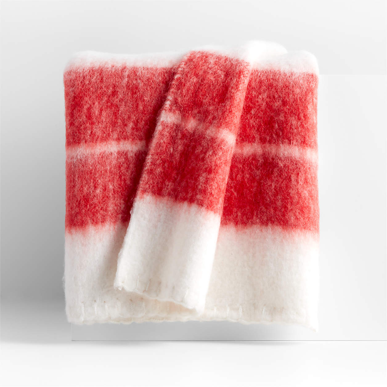 Swiss Red Double Striped Throw Blanket 70"x55" + Reviews Crate & Barrel