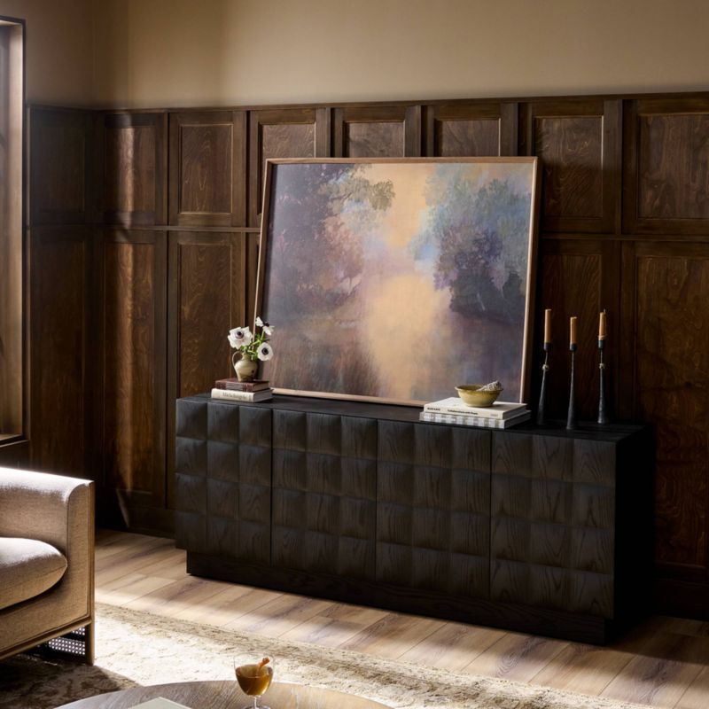 Donovan 72" Black Oak Wood Media Console - image 1 of 10