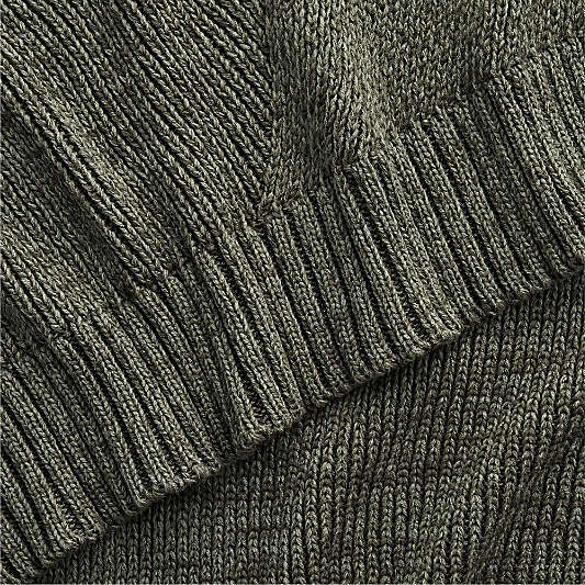 Sweater Knit 70"x55" Burnt Green Throw Blanket