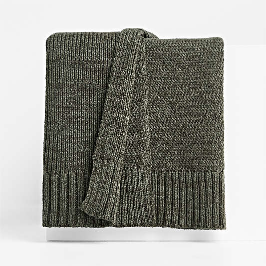 Sweater Knit 70"x55" Burnt Green Throw Blanket