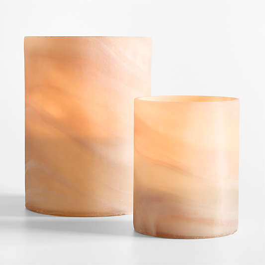 Marbled Glass Hurricane Candle Holders