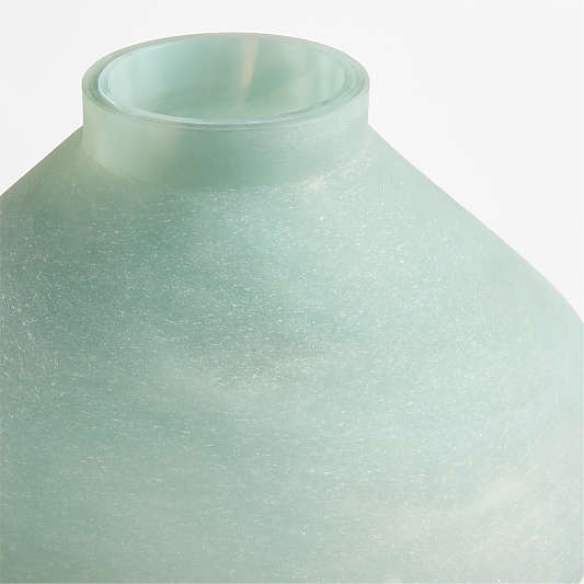 Sydney Blue Marbled Glass Vase 11"