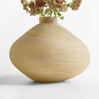 Sydney Cream Marbled Glass Vase 12.5"