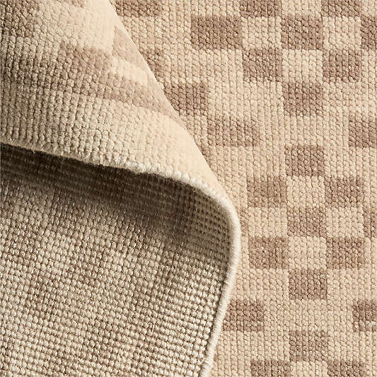 Sydney Wool Checker Taupe Handknotted Area Rug