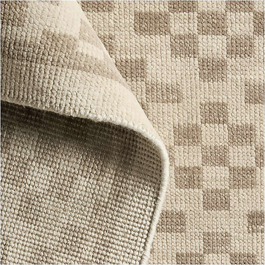 Sydney Wool Checker Taupe Handknotted Rug Swatch 12"x18"