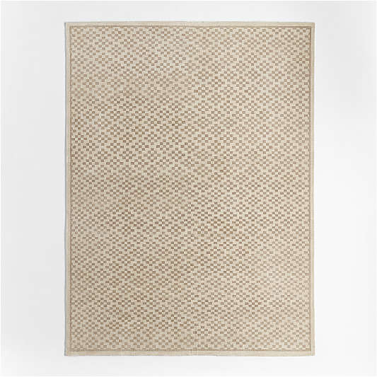 Sydney Wool Checker Taupe Handknotted Area Rug