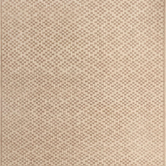 Sydney Wool Checker Taupe Handknotted Area Rug